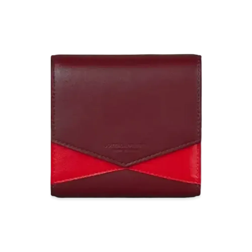 Bottega Veneta Graphic Mix Leather Trifold Compact Wallet "Bordeaux/Red"