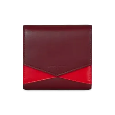 Bottega Veneta Graphic Mix Leather Trifold Compact Wallet "Bordeaux/Red"