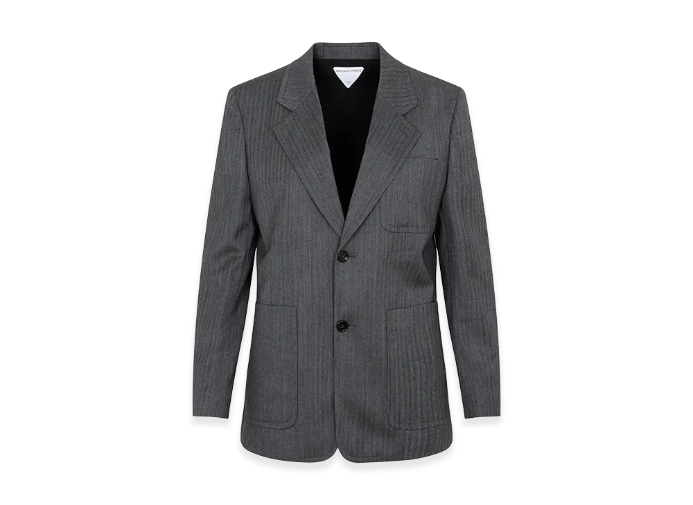 Bottega Veneta Women's Wool Chevron Jacket "Grey Black"