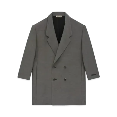 FEAR OF GOD ESSENTIALS Double Cotton Wool Long Relaxed Blazer "Titanium"