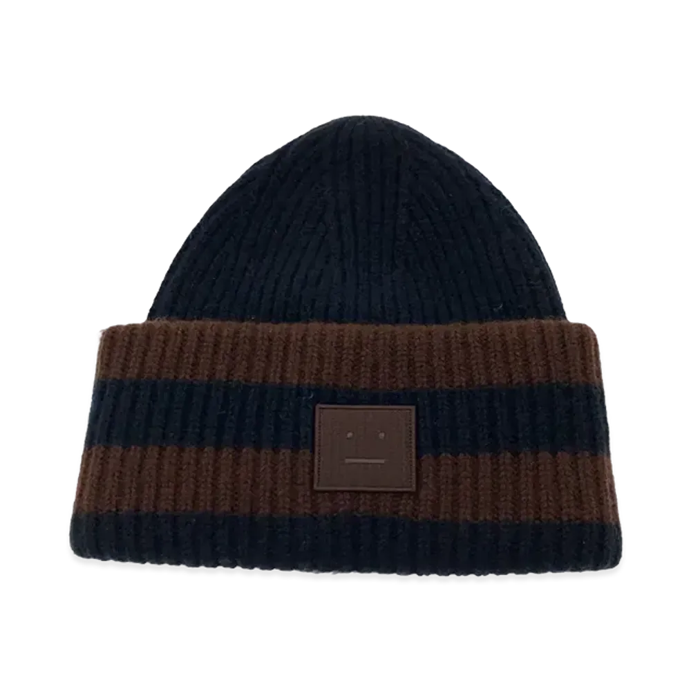 Acne Studios Striped Logo Beanie "Black/Brown"