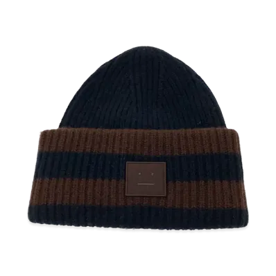 Acne Studios Striped Logo Beanie "Black/Brown"