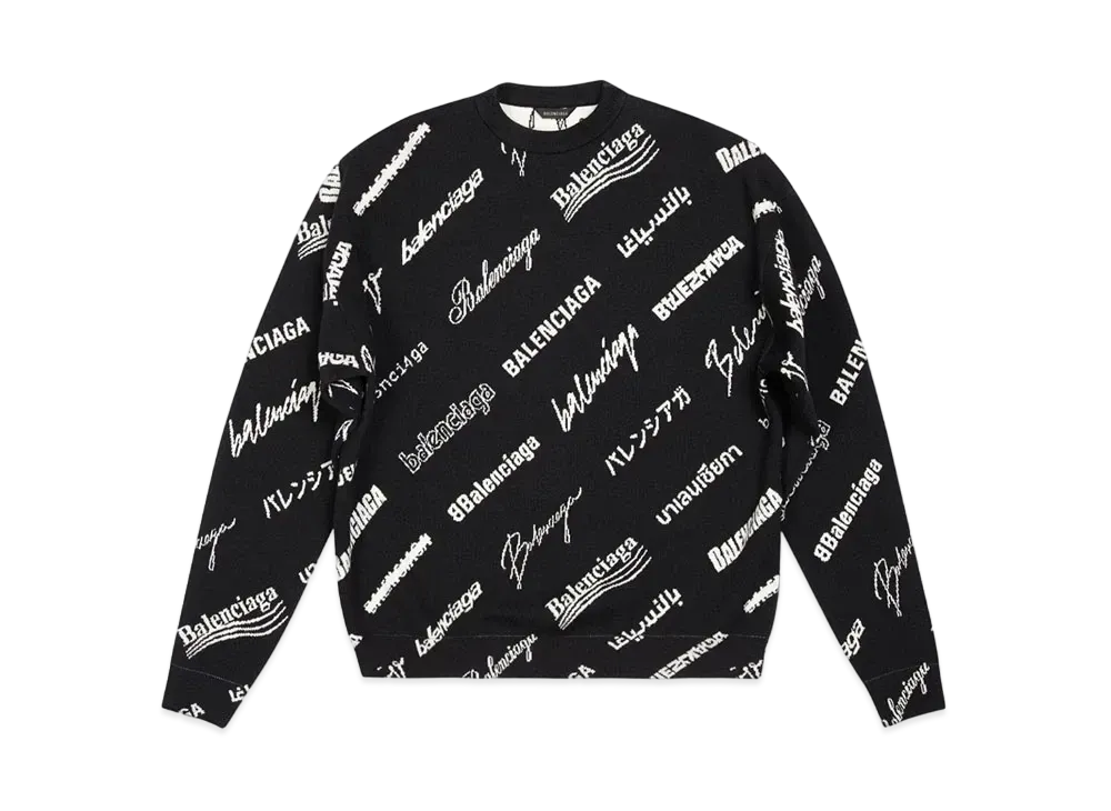 BALENCIAGA MENS Logomania All Over Sweater "Black"
