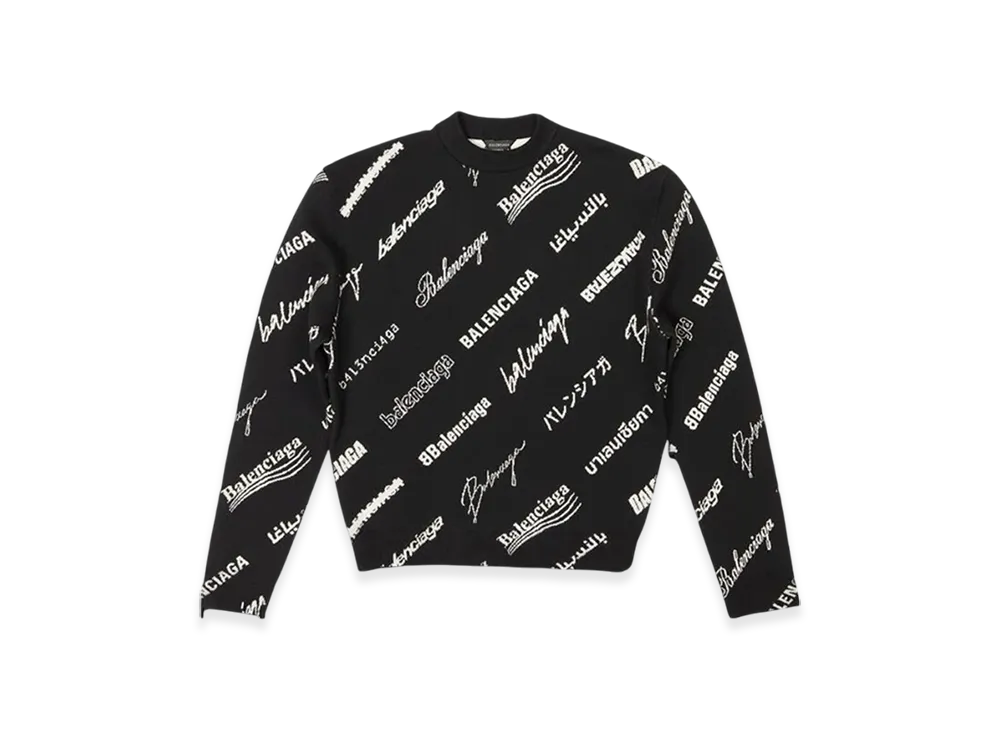 BALENCIAGA Women's Logomania All Over Sweater "Black"