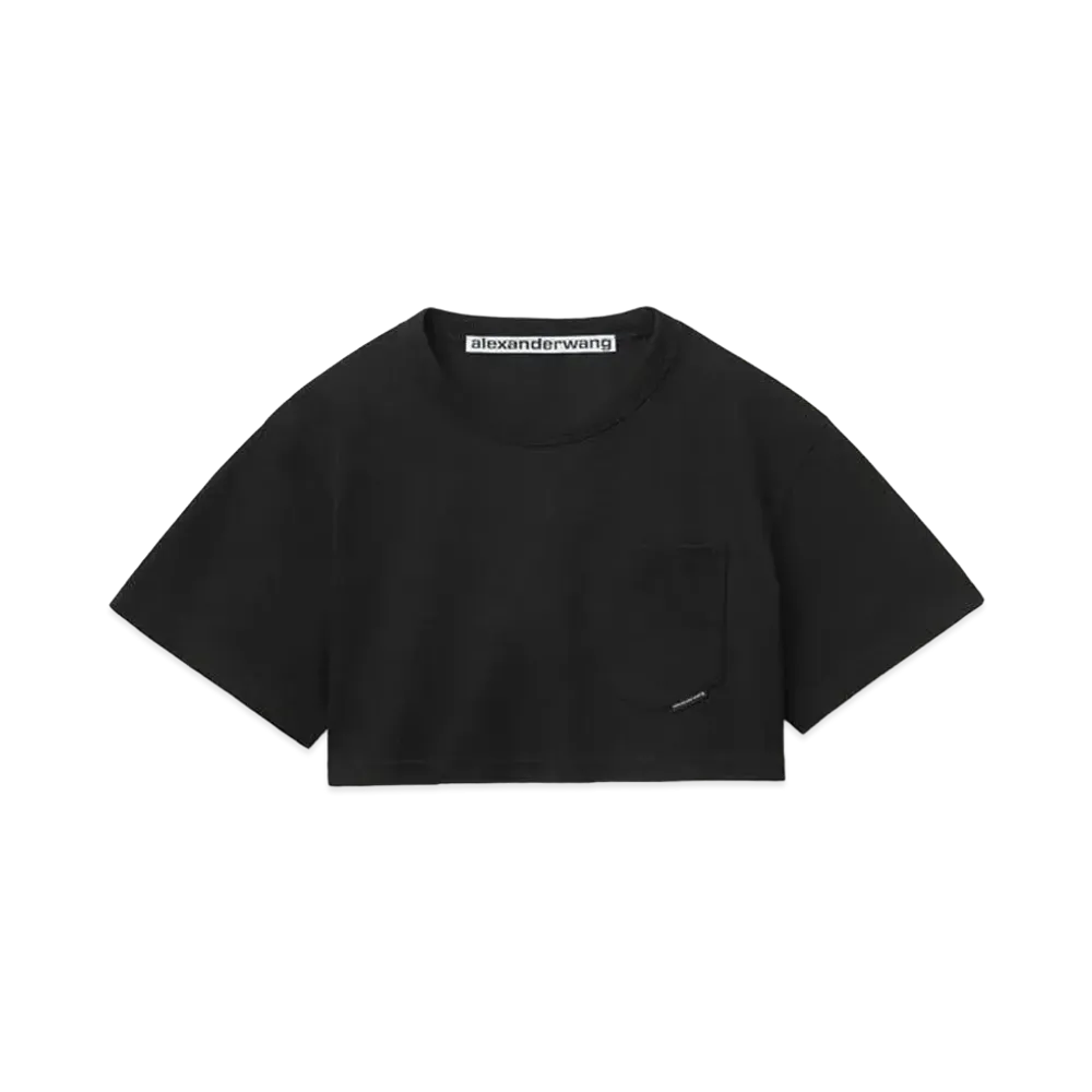 Alexander Wang High Twist Jersey Cropped T-shirt "Black"