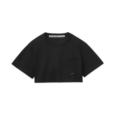 Alexander Wang High Twist Jersey Cropped T-shirt "Black"