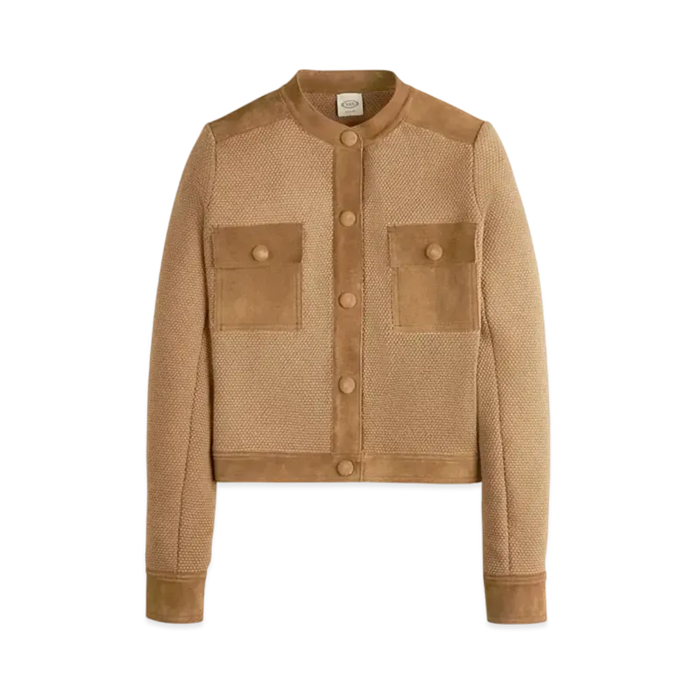 TOD'S Jacket in Wool with Suede Detailing "Brown"