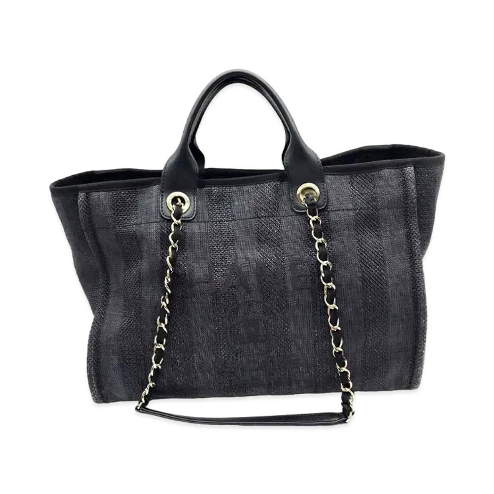 CHANEL Medium Deauville Tote Canvas "Black/Gold"