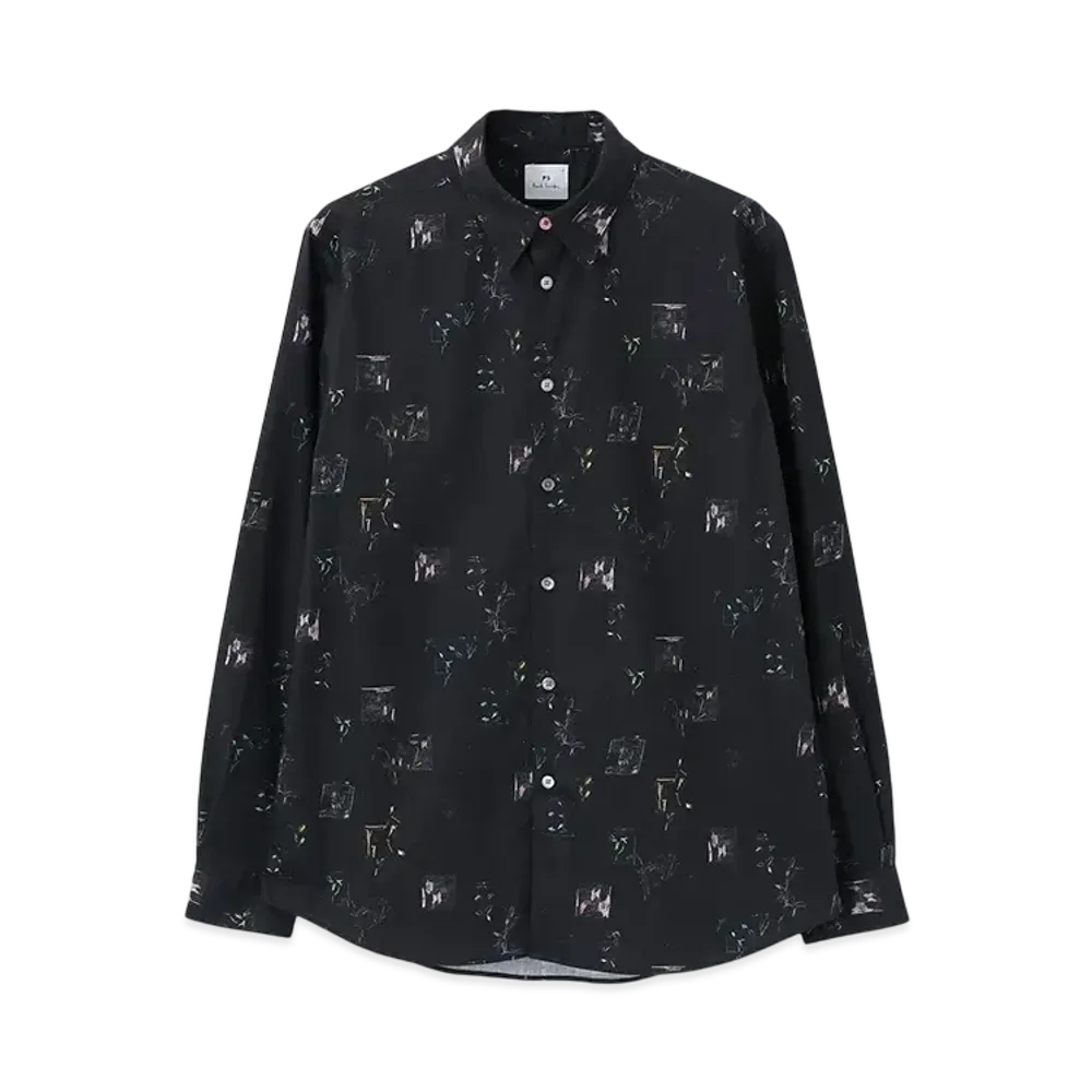 Paul Smith Drawing Floral Casual Shirt "Black"