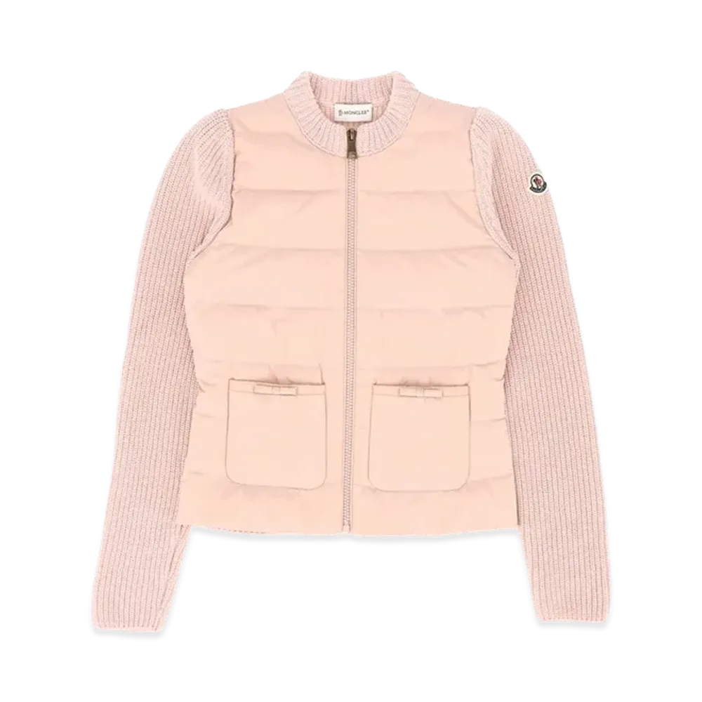 MONCLER Kids Down Panel Zip Up Cardigan "Rose"