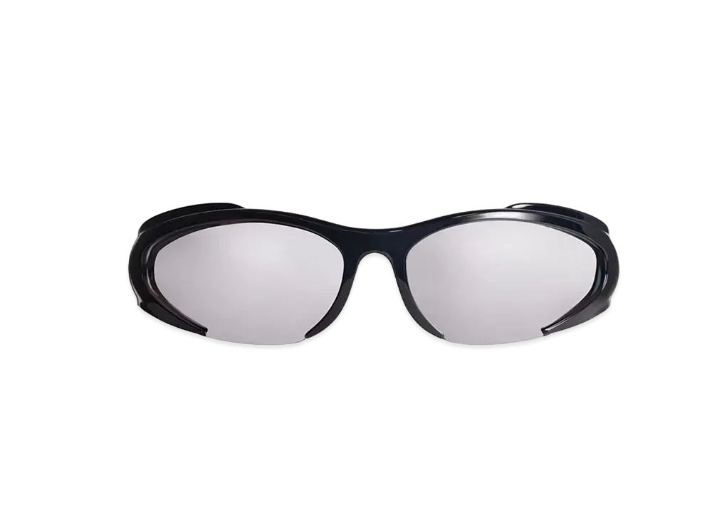 BALENCIAGA Men's Reverse Xpander Rectangle Sunglasses Bio-Based Injected Nylon Mirror Lenses "Silver/Black"