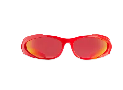 BALENCIAGA Men's Reverse Xpander Rectangle Sunglasses Bio-Based Injected Nylon Mirror Lenses "Red"