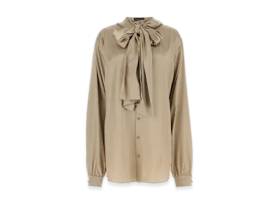 BALENCIAGA Women's Satin Oversize Shirt "Beige"