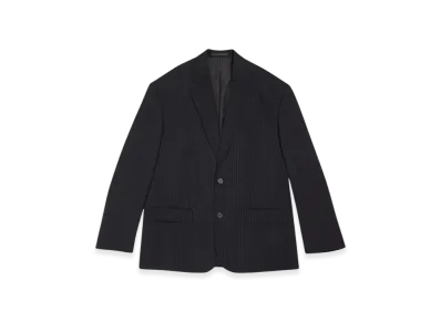 BALENCIAGA Pinstripe Tailoring Twill Oversized Jacket "Black White"