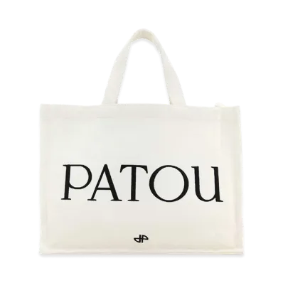 PATOU Women's Canvas Shopping Bag "White"