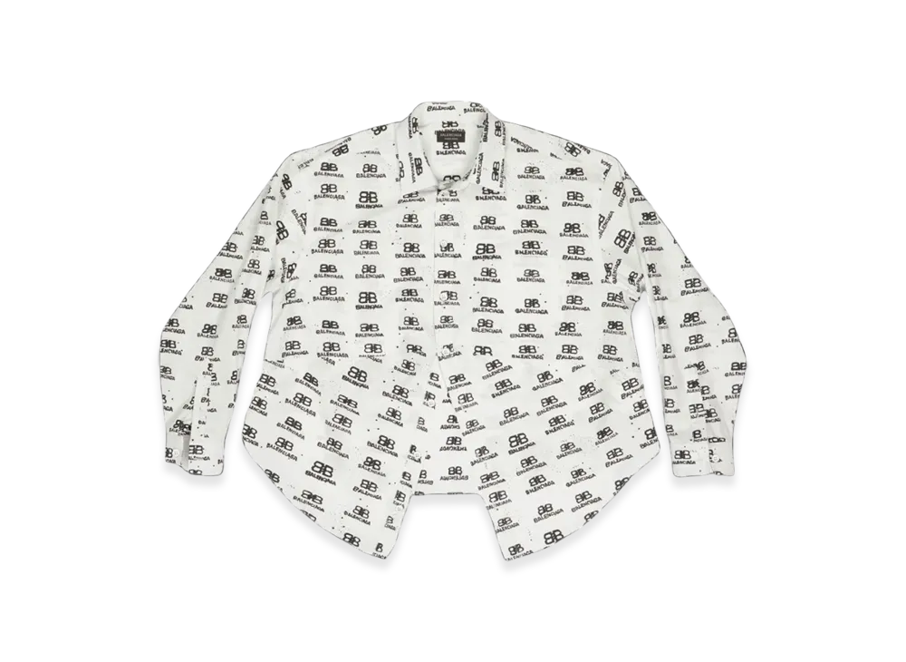 BALENCIAGA Women's Hand Drawn BB Icon Swing Shirt "White"