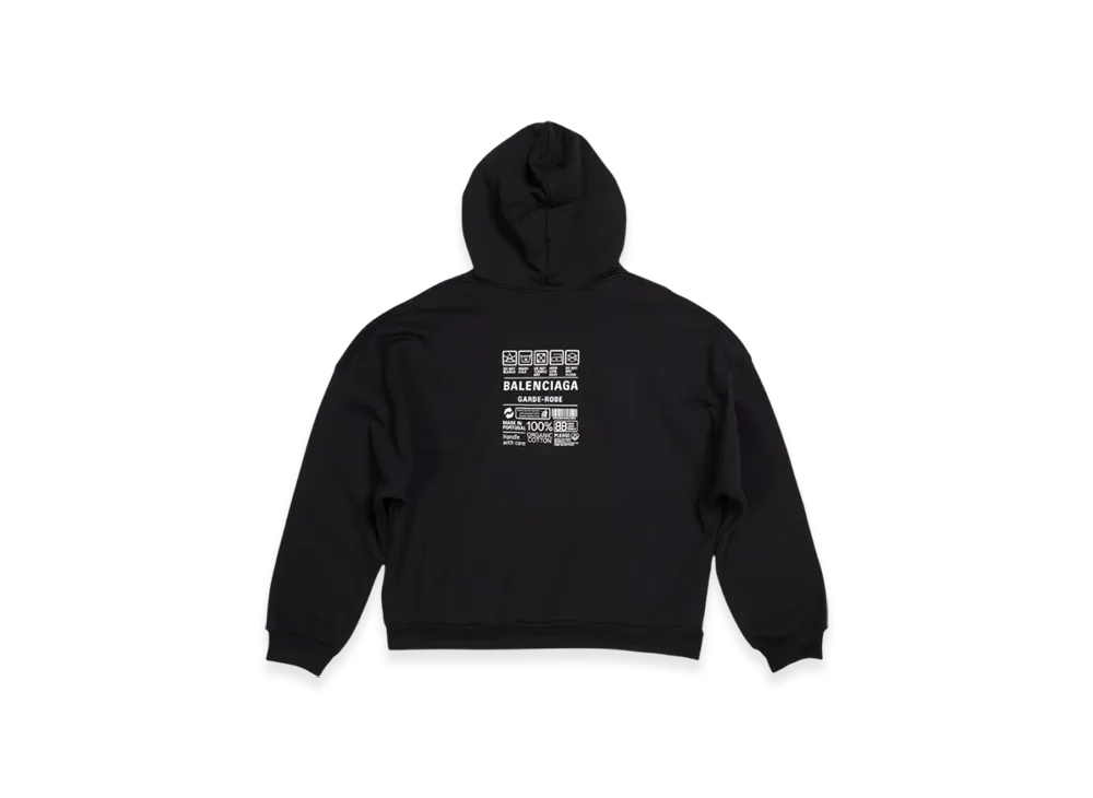 BALENCIAGA Women's Care Label Medium Fit Hoodie "Black"