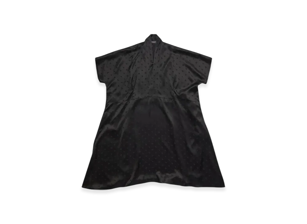 BALENCIAGA Women's Logo Letters All Over Oversized Dress "Black"