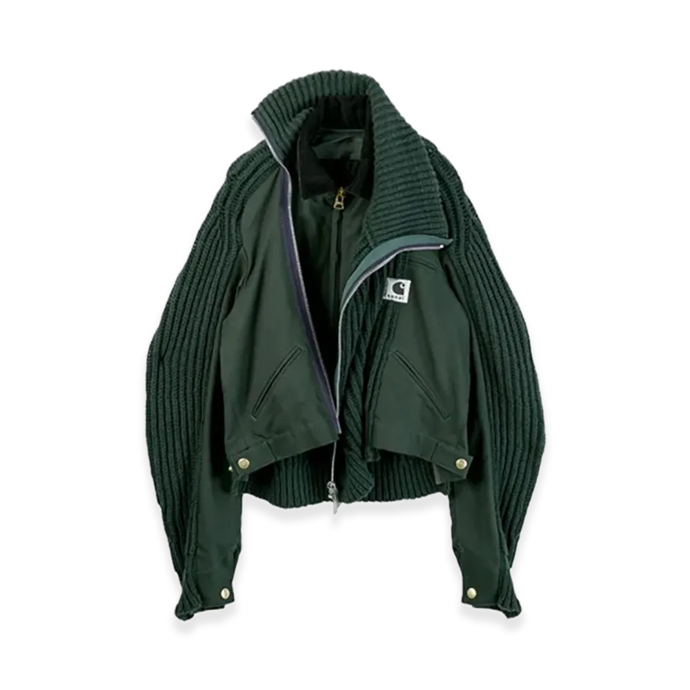 sacai x Carhartt WIP Women's Duck x Wool Knit Blouson "Green"