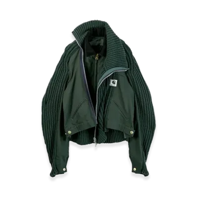 sacai x Carhartt WIP Women's Duck x Wool Knit Blouson "Green"