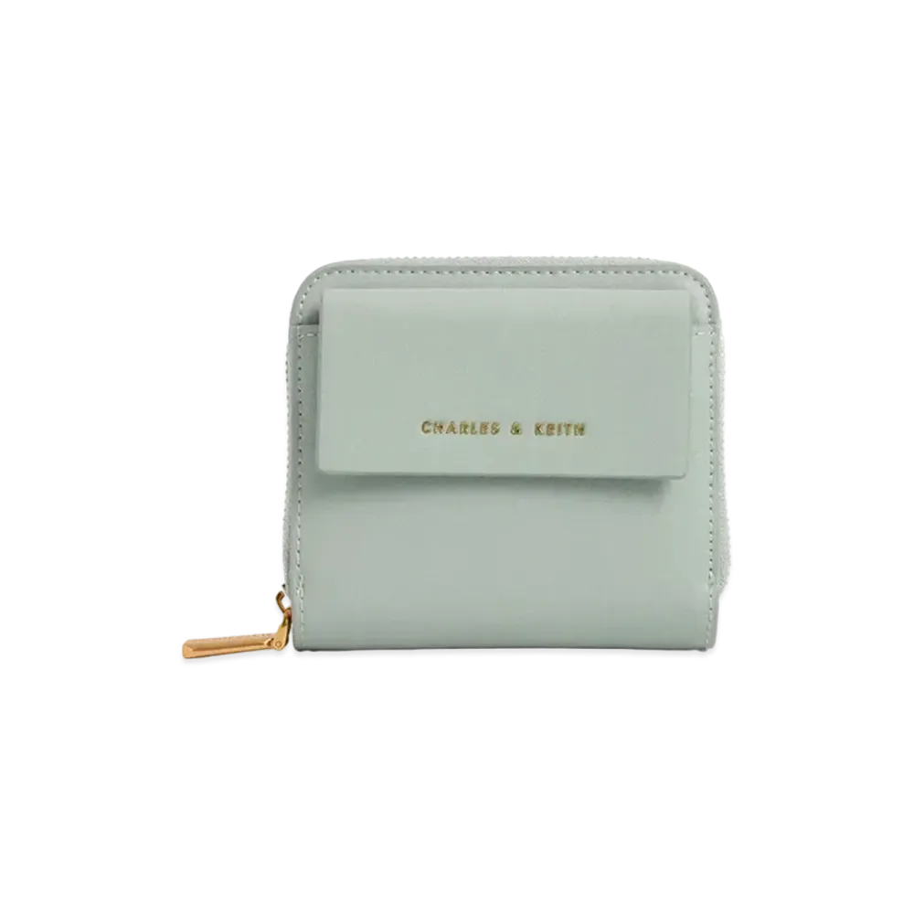 CHARLES & KEITH Front Pocket Zip Around Wallet "Light Blue"