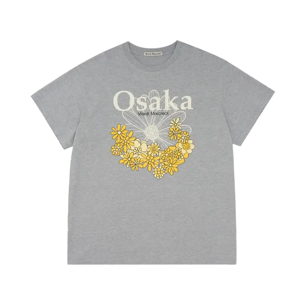 Mardi Mercredi Unisex Tshirt Flower Osaka New Blossom "Gray"