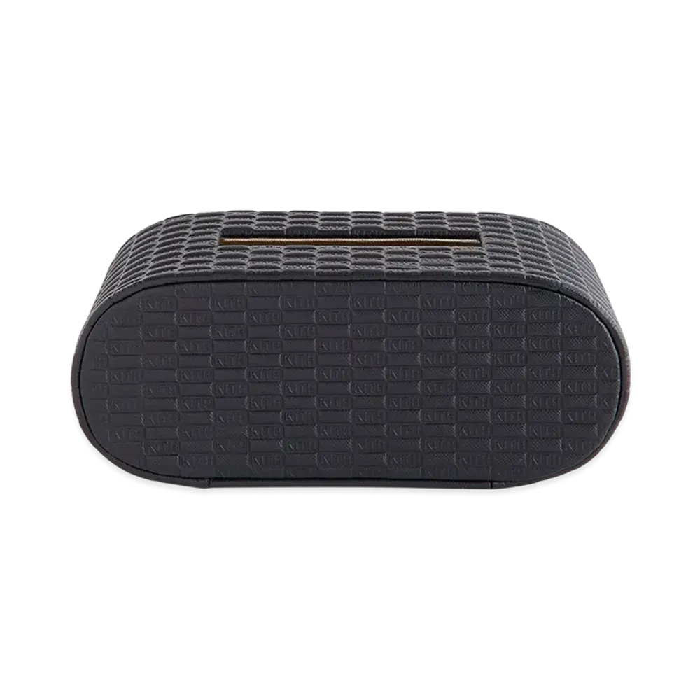Kithmas Monogram Saffiano Leather Tissue Box "Black"