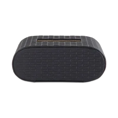 Kithmas Monogram Saffiano Leather Tissue Box "Black"