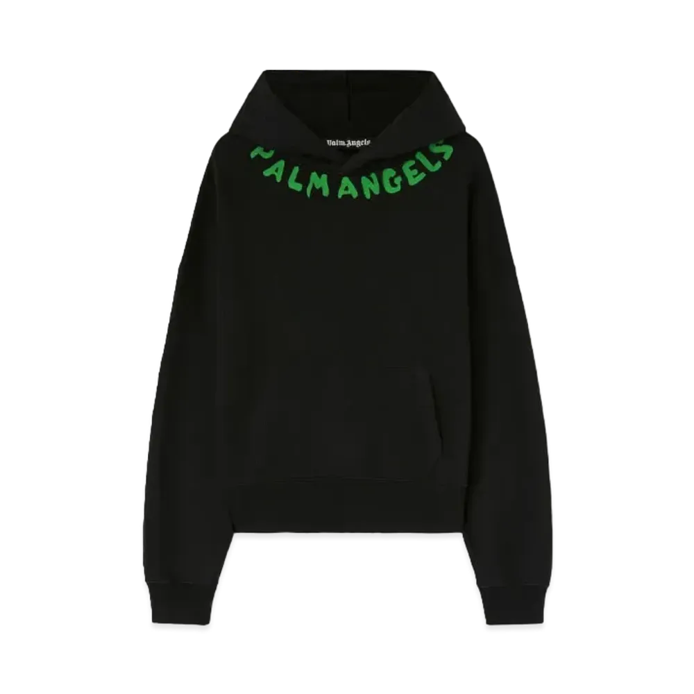 PALM ANGELS Logo Hoodie "Black/Green Fluo"