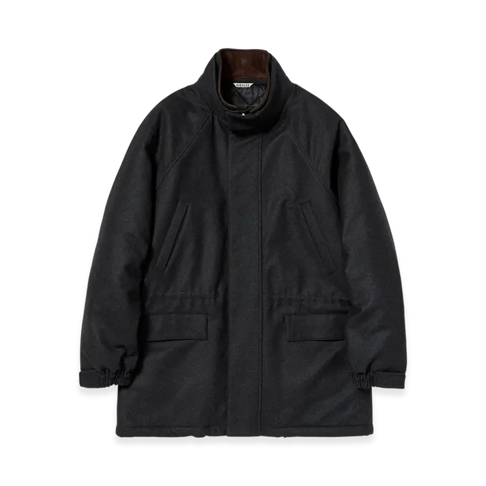 AURALEE Wool Fulling Flannel Padded Over Blouson "Top Charcoal"
