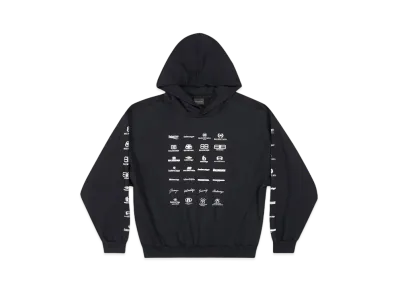BALENCIAGA Women's Archives Logos Hoodie Medium Fit "Black"