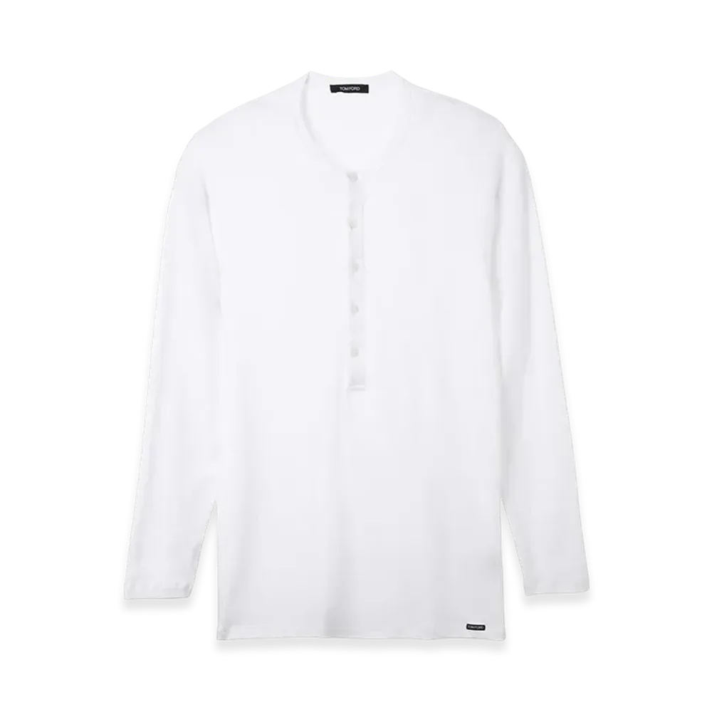 TOM FORD Henley Neck Tee "White"
