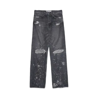 DAIRIKU Damage Straight Denim Pants "Black"