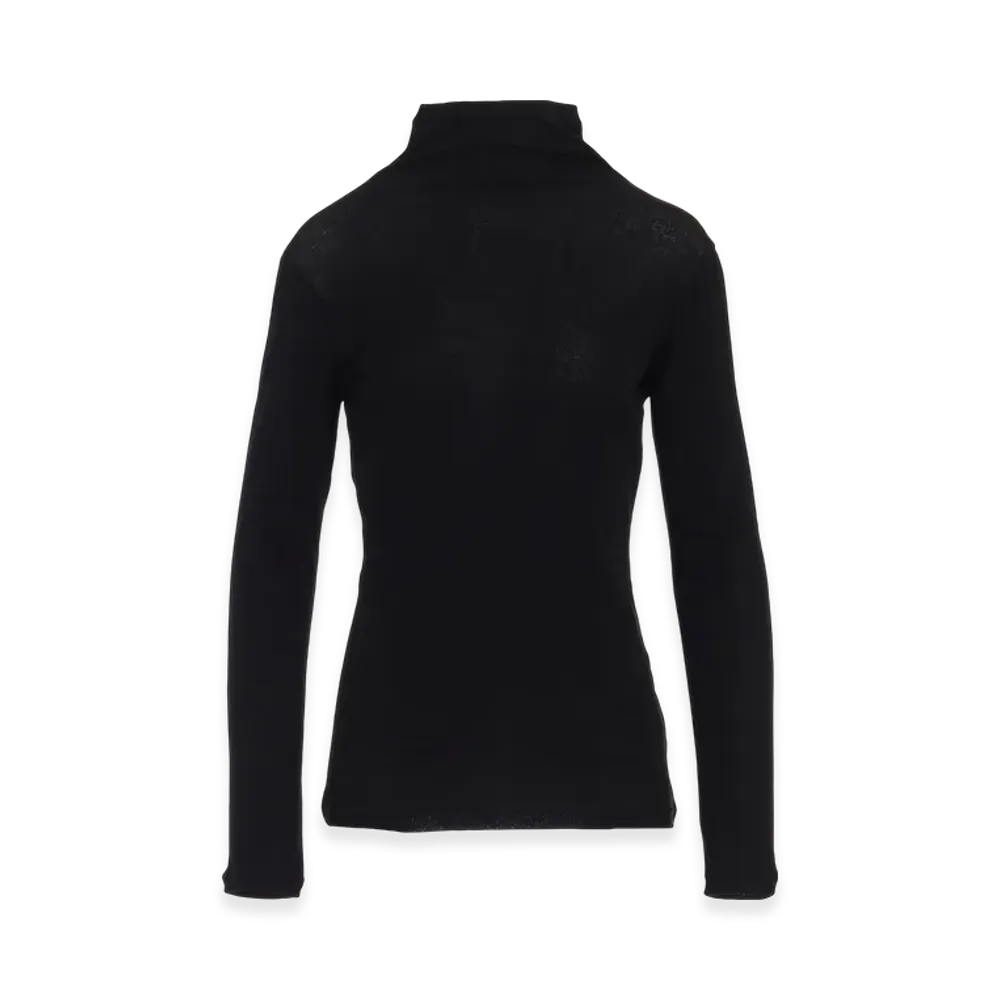 Yohji Yamamoto High Twisted Rib High Neck Long Slv T "Black"
