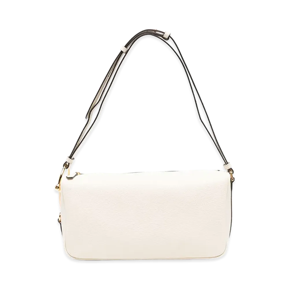 GUCCI Women's Leather Medium Gucci Half Horsebit Shoulder Bag "White"