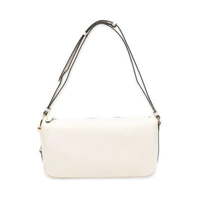 GUCCI Women's Leather Medium Gucci Half Horsebit Shoulder Bag "White"