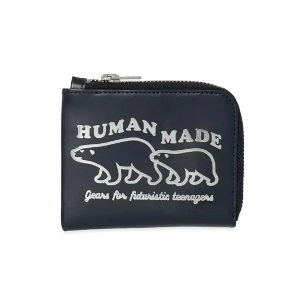 HUMAN MADE Leather Zip Wallet "Navy"