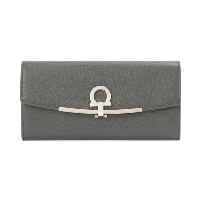 Salvatore Ferragamo Women's Long Wallet Gancini "Grey"