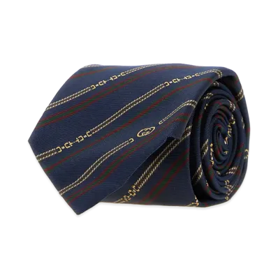 GUCCI Embroidered Jacquard Tie "Blue"