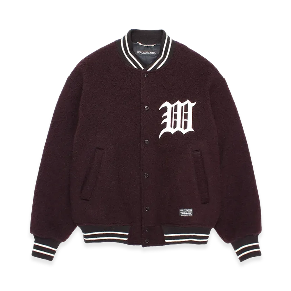 WACKO MARIA Wool Mohair Varsity Jacket "Dark Purple"