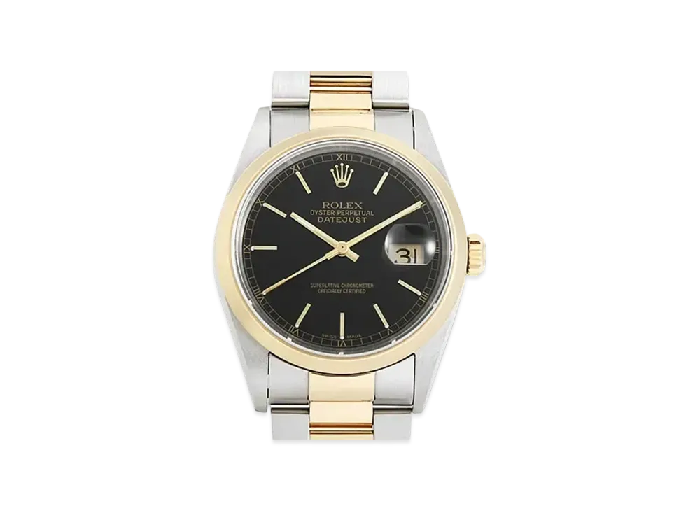 ROLEX Datejust "Black/Stainless Steel/Yellow Gold" 16203