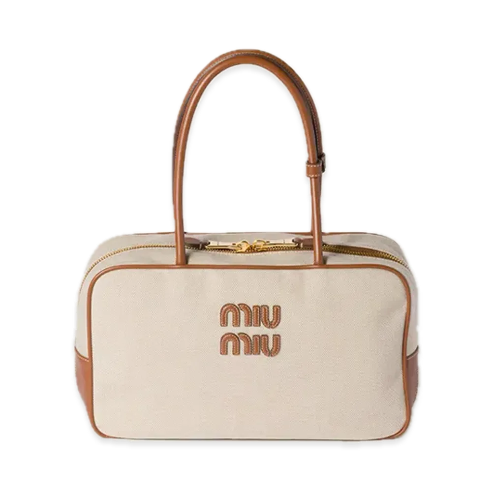 MIU MIU Bow Canvas / Leather Bag "Natural"