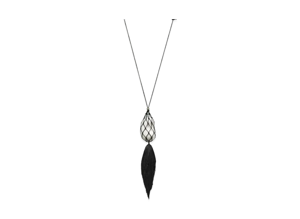 Tiffany & Co. Elsa Peretti Bean Design Necklace of Finish "Silver/White"