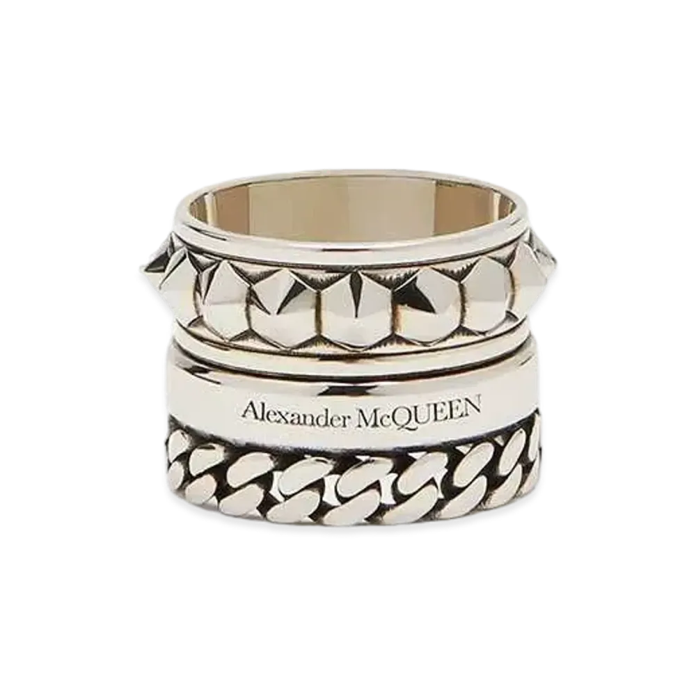 Alexander McQUEEN Punk Multilayer Ring "Antique Silver"