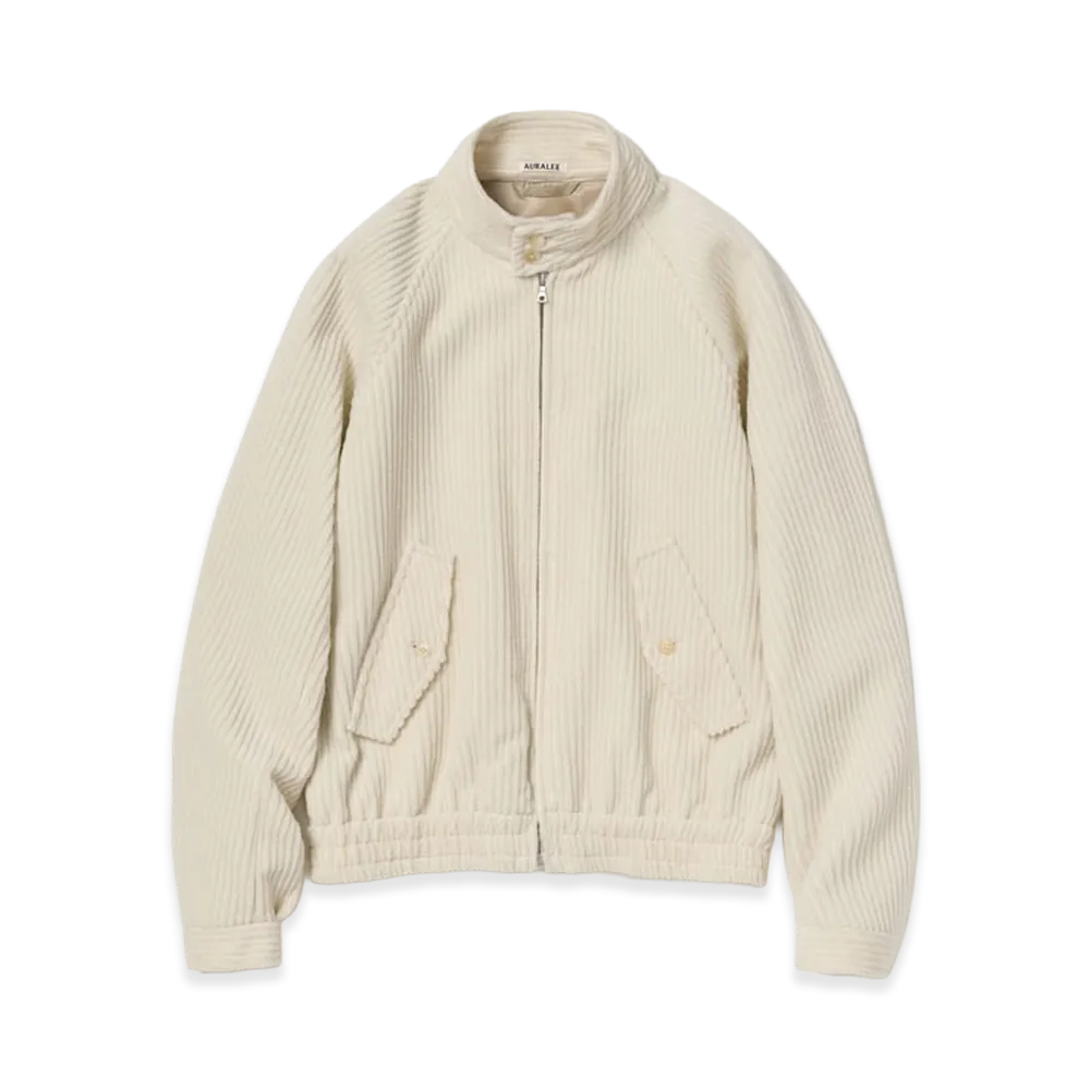 AURALEE Women's Wool Cashmere Corduroy Zip Blouson "Ivory"