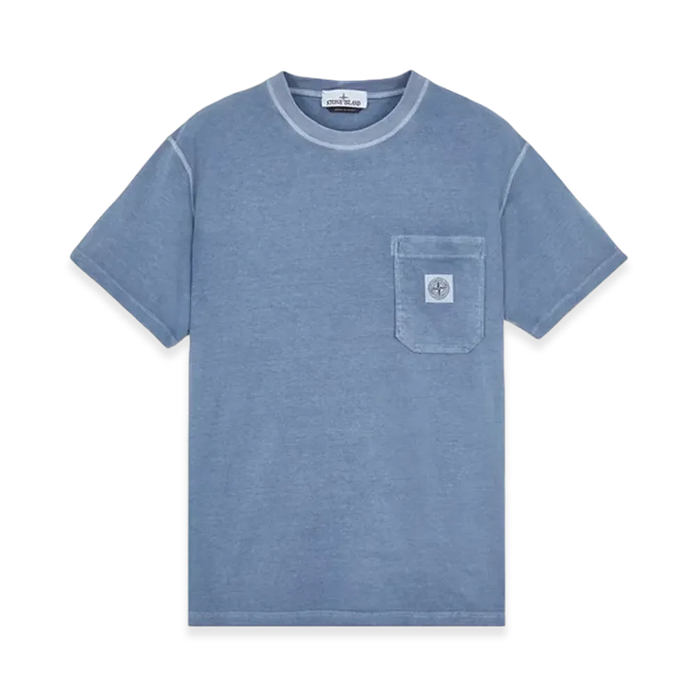 Stone Island 21957 Fissato Treatment Short Sleeve Organic Cotton T-Shirt - 24SS "Avio Blue"
