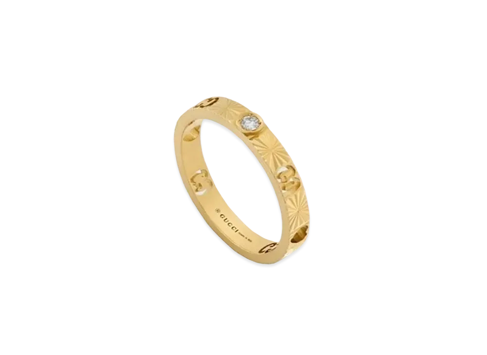 GUCCI Icon Heart Detail 18K Diamond Ring "Gold"