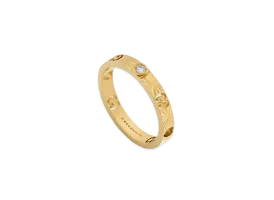GUCCI Icon Heart Detail 18K Diamond Ring "Gold"