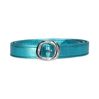 Chrome Hearts Gunslinger Novelty Leather Narrow Belt "Metallic Blue/Silver"