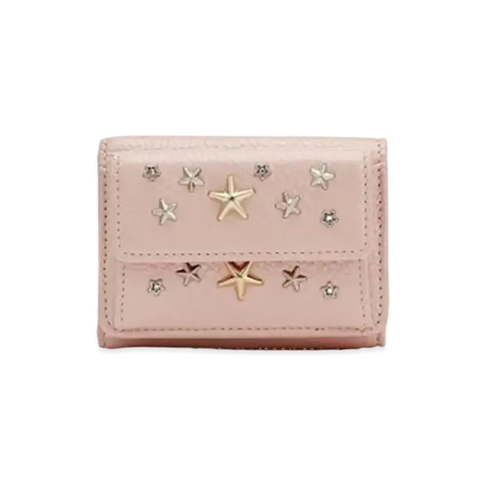 Jimmy Choo Nemo Pearlized Metallic Deerskin Small Wallet With Star Studs "Multi Metallic Mix/Camellia"